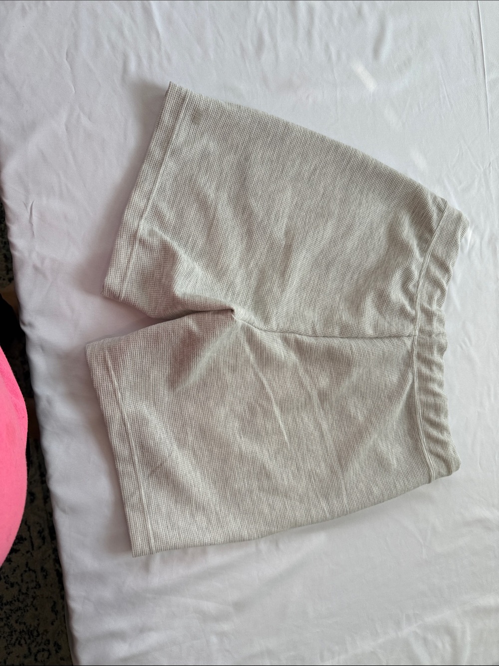 Neutral Waffle Knit Drawstring Shorts - Picture 2 of 3